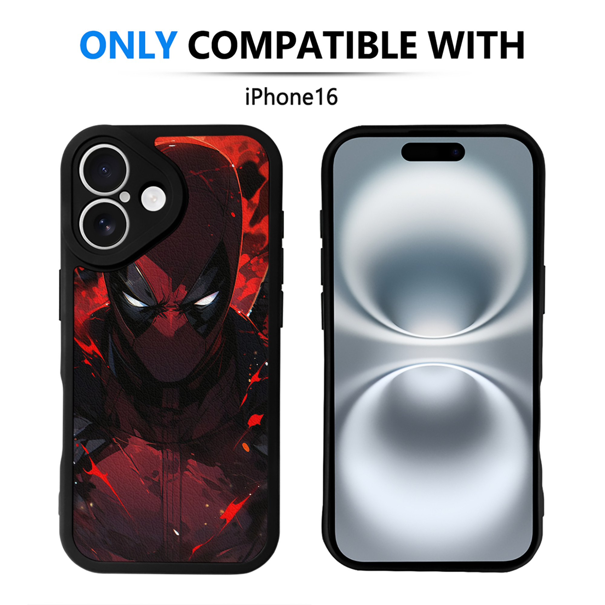 （画像用） Deadpool デッドプール 【iPhone 16シリーズ対応】シリコンスマホケース（レザー調） 材質：シリコン
